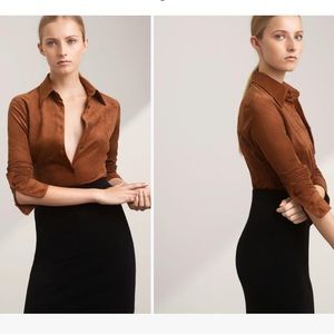 [NWOT] Babaton Vegan Suede Vineet Blouse - Brown